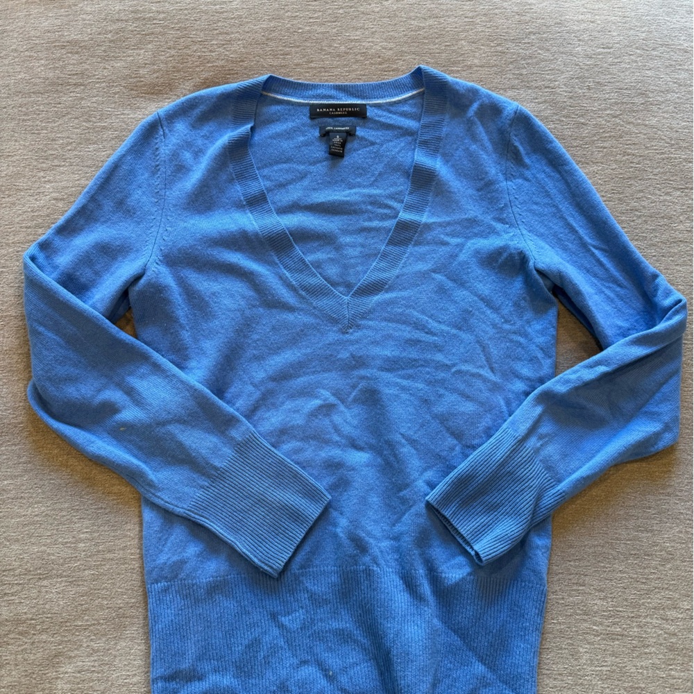Banana Republic Sky Blue V-Neck Sweater